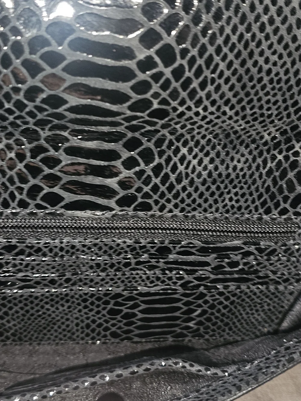 Michael Kors Black Snake-Embossed Clutch Evening Bag with Silver Bar